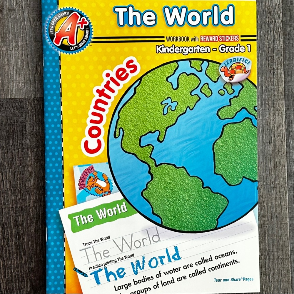 💞 New Kindergarten/1st Grade World Countries Geography Educational Workbook